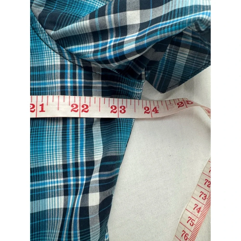 Kuhl Eluxur Mens Medium‎ Blue Plaid Short Sleeve Snap Front Performance Shirt M